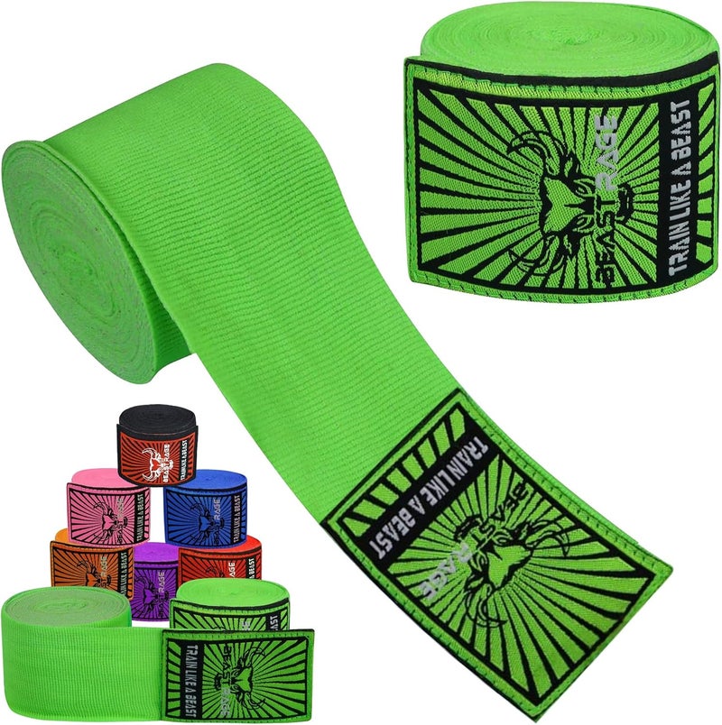 BEAST RAGE Boxing Hand Wraps for MMA Kickboxing Wrist Wraps Professional Adult 180" Semi-Elastic Martial Arts Inner Gloves Heavy Bag Handwraps Muay Thai Thumb Straps - Image 1